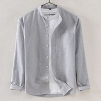 Men's Solid Color Simple Style Standing Collar Long Sleeve Regular Fit Men's Tops main image 2