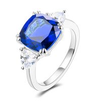 Sterling Silver Simple Style Classic Style Inlay Solid Color Lab-grown Gemstone Rings sku image 5