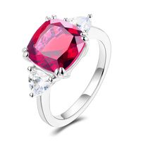 Sterling Silver Simple Style Classic Style Inlay Solid Color Lab-grown Gemstone Rings sku image 2