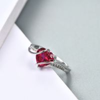 Sterling Silver Simple Style Classic Style Inlay Heart Shape Lab-grown Gemstone Rings sku image 1