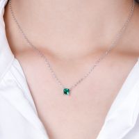 Sterling Silver Simple Style Classic Style Inlay Solid Color Lab-grown Gemstone Pendant Necklace main image 3