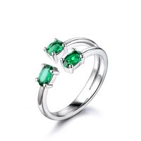 Sterling Silver Elegant Classical Inlay Solid Color Lab-grown Gemstone Rings main image 3