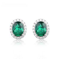 1 Pair Simple Style Oval Inlay Sterling Silver Lab-grown Gemstone Ear Studs main image 3