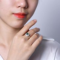 Sterling Silver Simple Style Classic Style Inlay Solid Color Lab-grown Gemstone Rings main image 2