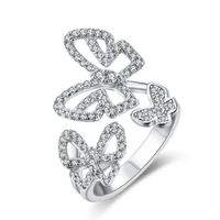 Sterling Silver Simple Style Classic Style Inlay Butterfly Zircon Rings main image 4