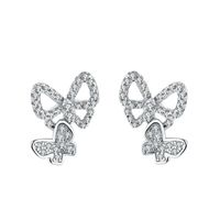 1 Pair Simple Style Classic Style Bow Knot Inlay Sterling Silver Rhinestones Ear Studs main image 4
