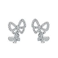 1 Pair Simple Style Classic Style Bow Knot Inlay Sterling Silver Rhinestones Ear Studs sku image 1