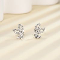 1 Pair Simple Style Classic Style Bow Knot Inlay Sterling Silver Rhinestones Ear Studs main image 1