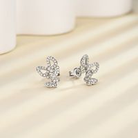 1 Pair Simple Style Classic Style Bow Knot Inlay Sterling Silver Rhinestones Ear Studs main image 3