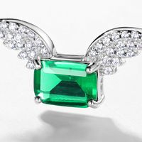 Sterling Silver White Gold Plated Silver Plated Elegant Retro Inlay Wings Lab-grown Gemstone Zircon Pendant Necklace main image 4