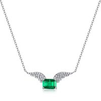 Sterling Silver White Gold Plated Silver Plated Elegant Retro Inlay Wings Lab-grown Gemstone Zircon Pendant Necklace sku image 1