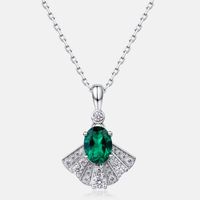 Sterling Silver White Gold Plated Silver Plated Elegant Retro Inlay Geometric Lab-grown Gemstone Zircon Pendant Necklace sku image 1