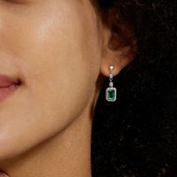 1 Pair Elegant Classical Geometric Inlay Sterling Silver Lab-grown Gemstone Zircon White Gold Plated Silver Plated Drop Earrings main image 1
