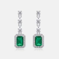 1 Pair Elegant Classical Geometric Inlay Sterling Silver Lab-grown Gemstone Zircon White Gold Plated Silver Plated Drop Earrings sku image 1