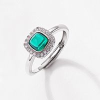 Sterling Silver White Gold Plated Silver Plated Elegant Retro Inlay Geometric Lab-grown Gemstone Zircon Open Rings main image 1