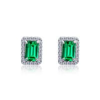 1 Pair Elegant Retro Lady Geometric Square Polishing Inlay Lab-grown Gemstone Sterling Silver Lab-grown Gemstone Ear Studs main image 1