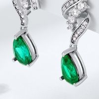 1 Pair Elegant Lady Streetwear Geometric Water Droplets Inlay Lab-grown Gemstone Sterling Silver Lab-grown Gemstone Drop Earrings main image 6