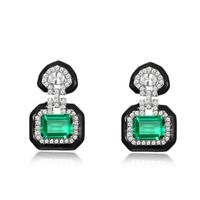 1 Pair Elegant Retro Lady Geometric Square Polishing Inlay Lab-grown Gemstone Sterling Silver Lab-grown Gemstone Earrings main image 5
