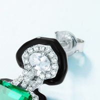 1 Pair Elegant Retro Lady Geometric Square Polishing Inlay Lab-grown Gemstone Sterling Silver Lab-grown Gemstone Earrings main image 4