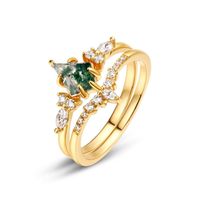 Lab-grown Gemstone Sterling Silver K Gold Plated White Gold Plated Elegant Simple Style Geometric Zircon Rings main image 1