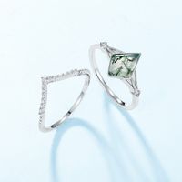 Lab-grown Gemstone Sterling Silver White Gold Plated Elegant Simple Style Geometric Zircon Rings main image 4