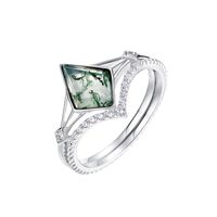 Lab-grown Gemstone Sterling Silver White Gold Plated Elegant Simple Style Geometric Zircon Rings main image 1