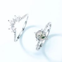 Lab-grown Gemstone Sterling Silver White Gold Plated Elegant Simple Style Geometric Zircon Rings main image 3