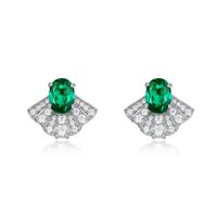 1 Pair Elegant Retro Geometric Inlay Sterling Silver Lab-grown Gemstone Zircon White Gold Plated Silver Plated Ear Studs main image 3