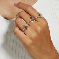 Sterling Silver Gold Plated Simple Style Geometric Lab-grown Gemstone Rings main image 3