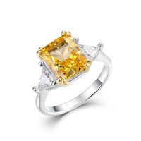 Sterling Silver Gold Plated Elegant Plating Square Lab-grown Gemstone Rings main image 1