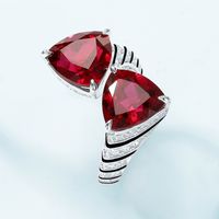 Sterling Silver White Gold Plated Silver Plated Elegant Retro Inlay Geometric Lab-grown Gemstone Zircon Open Rings sku image 2