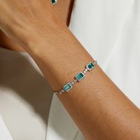 Sterling Silver White Gold Plated Silver Plated Elegant Retro Inlay Geometric Lab-grown Gemstone Zircon Bracelets main image 1