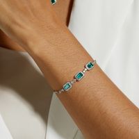 Sterling Silver White Gold Plated Silver Plated Elegant Retro Inlay Geometric Lab-grown Gemstone Zircon Bracelets main image 6