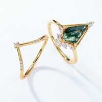 Sterling Silver Gold Plated Simple Style Plating Geometric Lab-grown Gemstone Rings main image 4