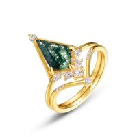 Sterling Silver Gold Plated Simple Style Plating Geometric Lab-grown Gemstone Rings main image 3