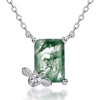 Lab-grown Gemstone Sterling Silver White Gold Plated Elegant Simple Style Bee Pendant Necklace main image 1