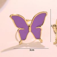 304 Stainless Steel 18K Gold Plated Cute Lady Enamel Plating Butterfly Open Rings main image 2