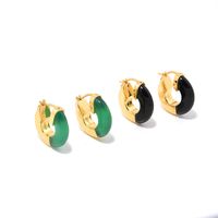 1 Pair Retro Classic Style Streetwear Round Plating Inlay Agate Sterling Silver Agate Hoop Earrings main image 3