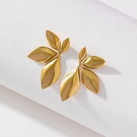 1 Pair Basic Simple Style Classic Style Leaf Dragonfly Plating 316 Stainless Steel  18K Gold Plated Hoop Earrings sku image 1
