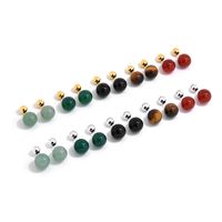 1 Pair Retro Classic Style Round Plating Agate Sterling Silver Tiger Eye Drop Earrings main image 1