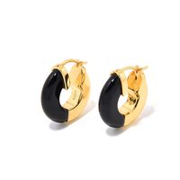 1 Pair Retro Classic Style Streetwear Round Plating Inlay Agate Sterling Silver Agate Hoop Earrings sku image 2