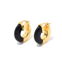 1 Pair Retro Classic Style Streetwear Round Plating Inlay Agate Sterling Silver Agate Hoop Earrings main image 4