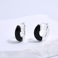 1 Pair Retro Classic Style Streetwear Round Plating Inlay Agate Sterling Silver Agate Hoop Earrings sku image 4