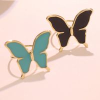 304 Stainless Steel 18K Gold Plated Cute Lady Enamel Plating Butterfly Open Rings main image 4