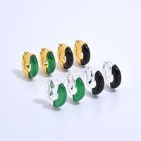 1 Pair Retro Classic Style Streetwear Round Plating Inlay Agate Sterling Silver Agate Hoop Earrings main image 1