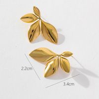 1 Pair Basic Simple Style Classic Style Leaf Dragonfly Plating 316 Stainless Steel  18K Gold Plated Hoop Earrings main image 5