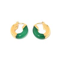 1 Pair Retro Classic Style Streetwear Round Plating Inlay Agate Sterling Silver Agate Hoop Earrings main image 6