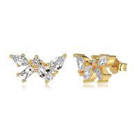1 Pair Basic Simple Style Commute Butterfly Plating Inlay Sterling Silver Zircon Ear Studs sku image 2