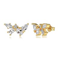 1 Paire De Base Style Simple Commuer Papillon Placage Incruster Argent Sterling Zircon Boucles D'Oreilles sku image 2