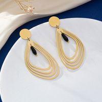 1 Pair Elegant Lady Modern Style Leaf Flower Plating 316 Stainless Steel  18K Gold Plated Drop Earrings sku image 3